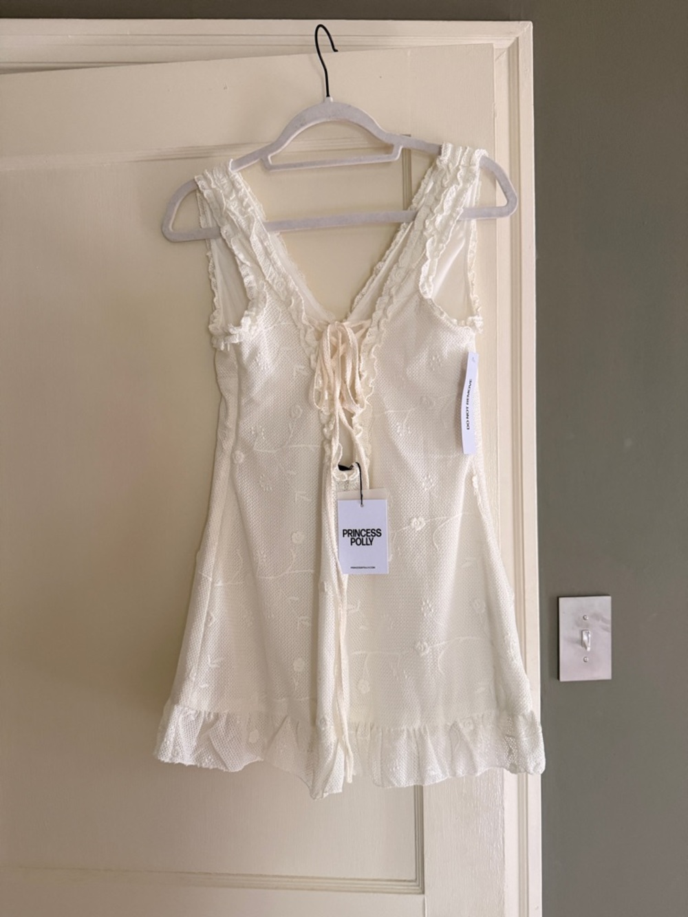NWT! Graduation Dress-Princess Polly Feeling Alive White Tie Back Mini Sz 10 - Picture 4 of 5